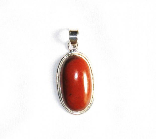 PN155 Red Jasper Pendant in Sterling Silver
