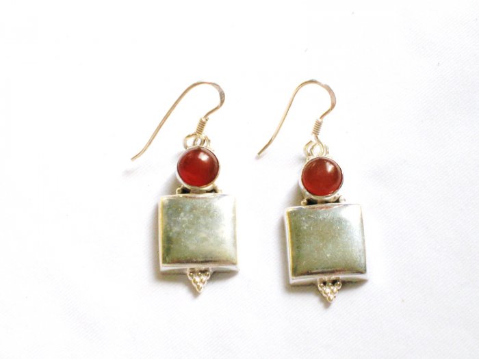ER075 Carnelian Earrings set in sterling silver