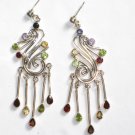 ER055 Mixed Cut Stones Earrings in Sterling Silver