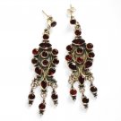 ER068 Cut Stone Garnet Earrings in Sterling Silver