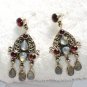 ER069 Cut Stone Moonstone and Garnet Earrings in Sterling Silver