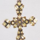 PN097       Citrine Cross Pendant in Sterling Silver