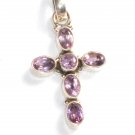 ST223     Amethyst Cross Pendant in Sterling Silver