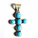 PN255  Turquoise Cross Pendant in Sterling Silver