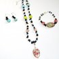 ST294 Murano Glass Necklace, Earrings and Bracelet in Sterling Silver