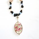 ST294      Murano Glass Necklace, Earrings and Bracelet  in Sterling Silver