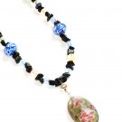 ST297      Murano Glass Necklace, Earrings and Bracelet  in Sterling Silver