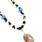 ST297      Murano Glass Necklace, Earrings and Bracelet  in Sterling Silver