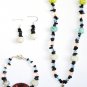 ST298 Murano Glass Necklace, Earrings and Bracelet in Sterling Silver