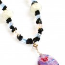 ST298     Murano Glass Necklace, Earrings and Bracelet  in Sterling Silver