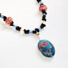 ST295     Murano Glass Necklace, Earrings and Bracelet  in Sterling Silver
