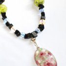 ST299     Murano Glass Necklace, Earrings and Bracelet  in Sterling Silver