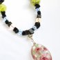 ST299     Murano Glass Necklace, Earrings and Bracelet  in Sterling Silver