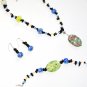 ST301 Murano Glass Necklace, Earrings and Bracelet in Sterling Silver