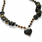 ST059 Tiger's Eye Necklace in Sterling Silver
