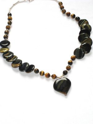 ST059 Tiger's Eye Necklace in Sterling Silver