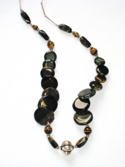 ST097 Tiger's Eye Necklace in Sterling Silver