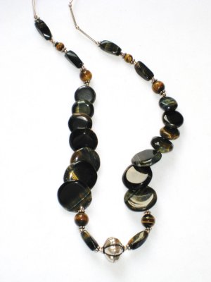 ST097 Tiger's Eye Necklace in Sterling Silver