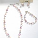 ST288  Pearl Necklace, Bracelet  and Earrings Set in Sterling Silver