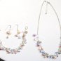 ST291  Pearl Necklace, Bracelet  and Earrings Set in Sterling Silver