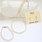 ST307  Pearl Necklace, Bracelet  and Earrings Set in Sterling Silver