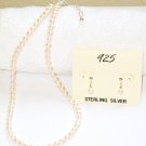 ST310  Pearl Necklace and Earrings Set in Sterling Silver