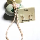 ST326  Pearl Necklace and Earrings Set in Sterling Silver