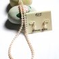 ST326  Pearl Necklace and Earrings Set in Sterling Silver