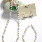 ST328  Pearl Necklace, Bracelet  and Earrings Set in Sterling Silver