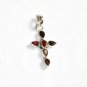 ST232 Garnet  Cross Pendant in Sterling Silver