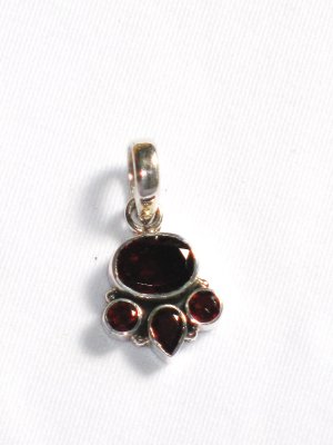 ST238 Garnet  Pendant in Sterling Silver
