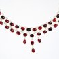 ST373 Garnet Necklace and Bracelet Set in Sterling Silver