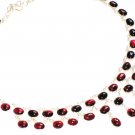 ST373 Garnet Necklace and Bracelet Set  in Sterling Silver