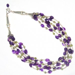 ST455     Amethyst Necklace  in Sterling Silver
