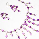 ST583     Amethyst Necklace, Bracelet and Earrings Set  in Sterling Silver