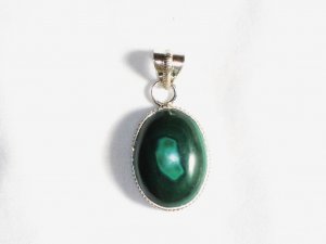 PN172 Malachite Pendant in Sterling Silver