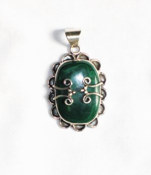 PN175 Malachite Pendant in Sterling Silver