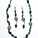 ST189 Malachite Necklace and Earrings Set in Sterling Silver