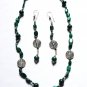 ST189 Malachite Necklace and Earrings Set in Sterling Silver