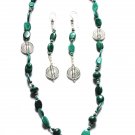 ST190 Malachite Necklace and Earrings Set in Sterling Silver