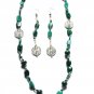 ST190 Malachite Necklace and Earrings Set in Sterling Silver