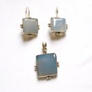 ER106 Chalcedony Pendant and Earrings Set in Sterling Silver