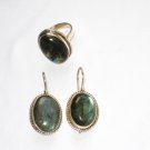 ER103 Labradorite Ring and Earrings Set in Sterling Silver