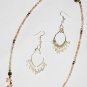 ST595 Rose Quartz Necklace, Earrings Set in Sterling Silver