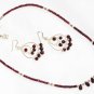 ST589 Garnet Necklace and Earrings Set in Sterling Silver