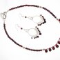 ST591 Garnet Necklace and Earrings Set  in Sterling Silver