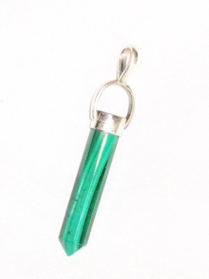 ST644 Malachite Bullet Pendant in Sterling Silver