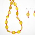 ST467 Citrine and Coral Necklace and Earrings Set  in Sterling Silver