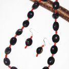 ST466 Onyx Necklace and Earrings in Sterling Silver