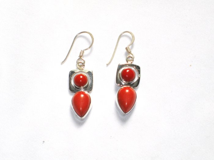ER049 Coral Earrings in Sterling Silver